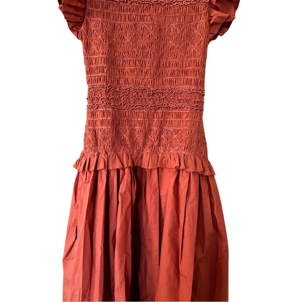 Nwt Ulla Johnson Smocked Flutter Sleeve Cotton Po… - image 5